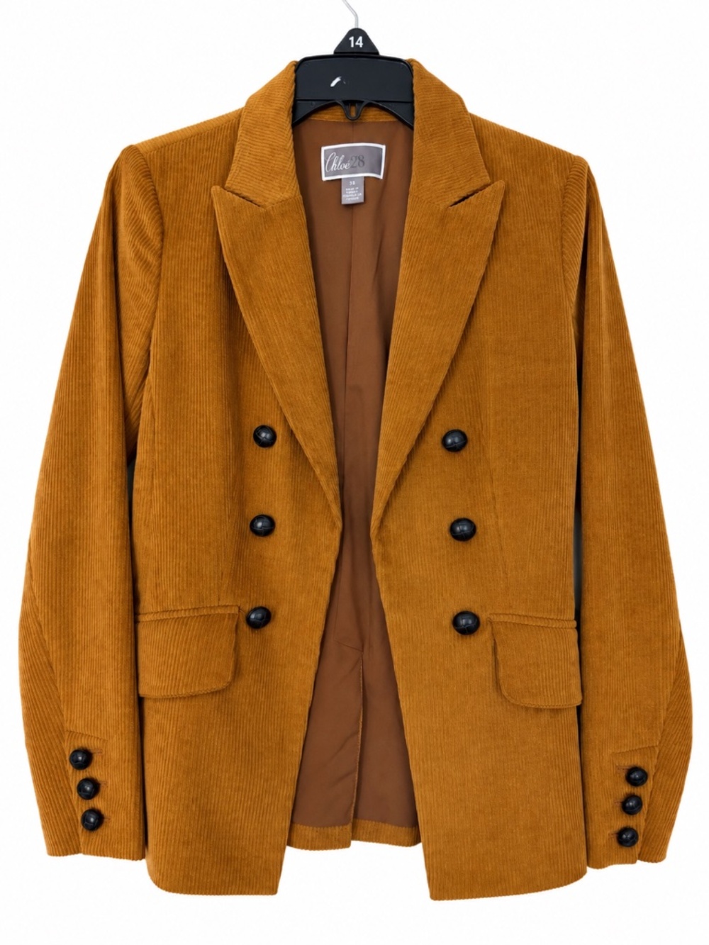 Chloé 28 Mustard Corduroy Double Breasted Blazer Size XS